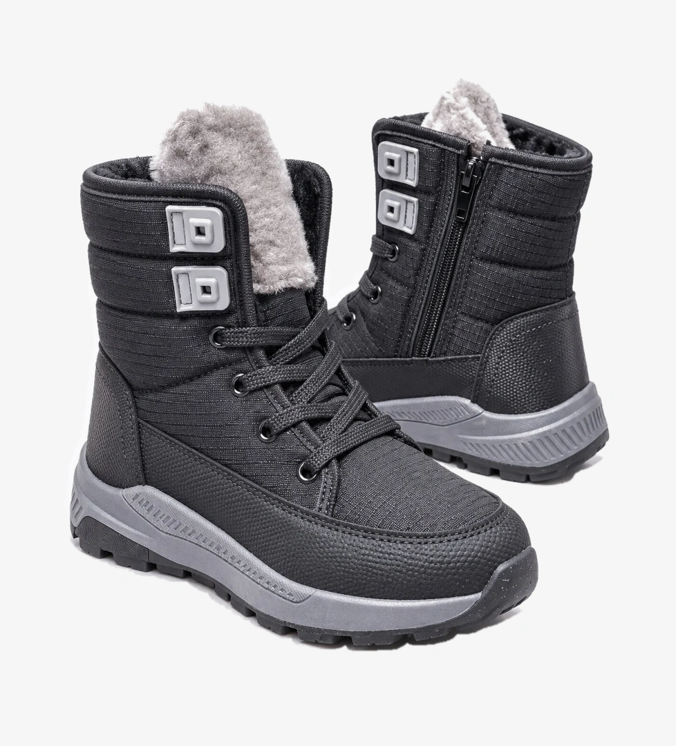 Slipcat Unisex Çocuk, Kaymaz Tabanlı, Bağcıklı, Termal, Kışlık Kar Botu