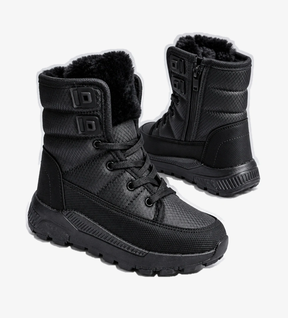 Slipcat Unisex Çocuk, Kaymaz Tabanlı, Bağcıklı, Termal, Kışlık Kar Botu