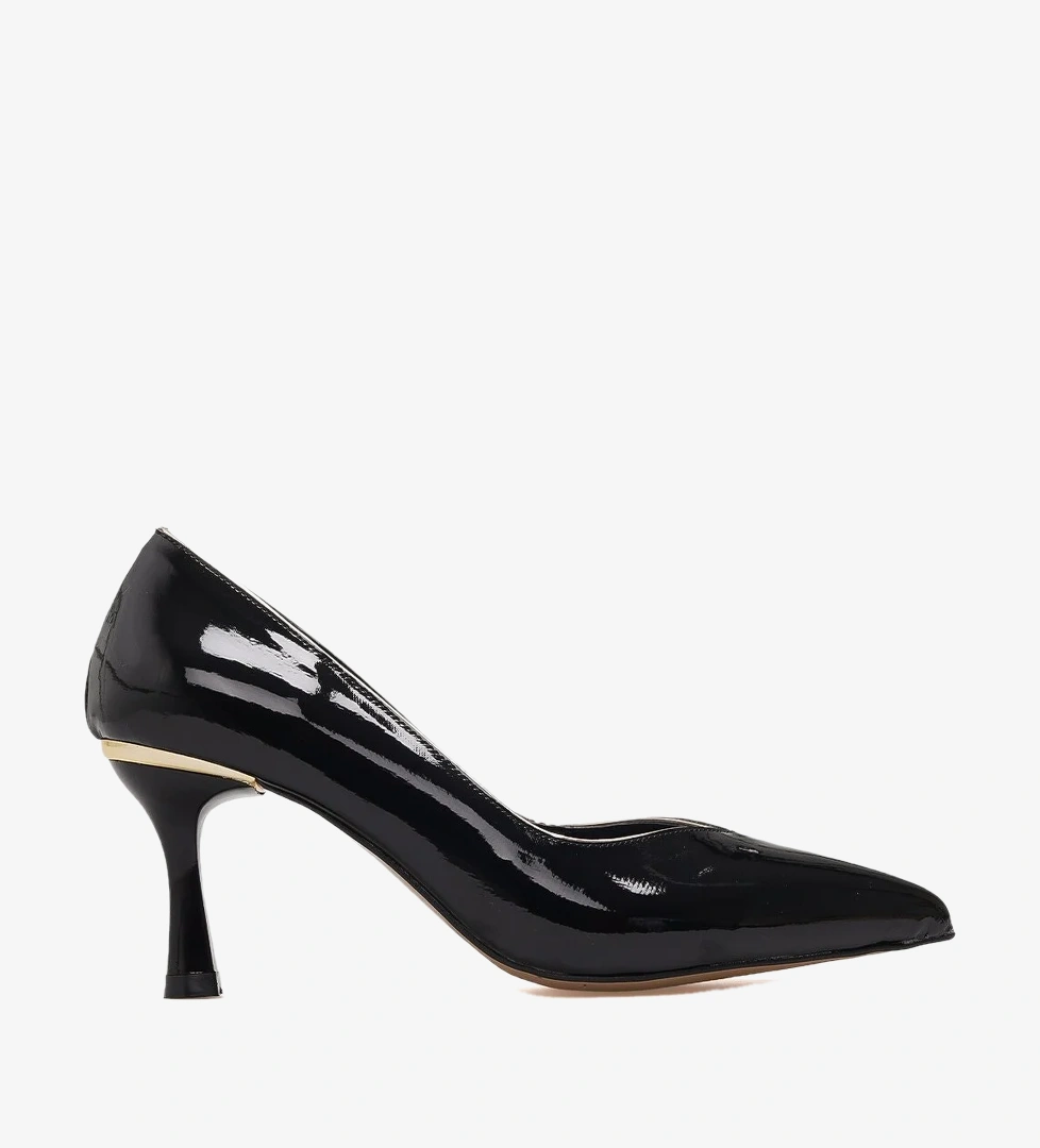 KUUM Kadın Stiletto Ayakkabı 26y K145-26218 Siyah Rugan