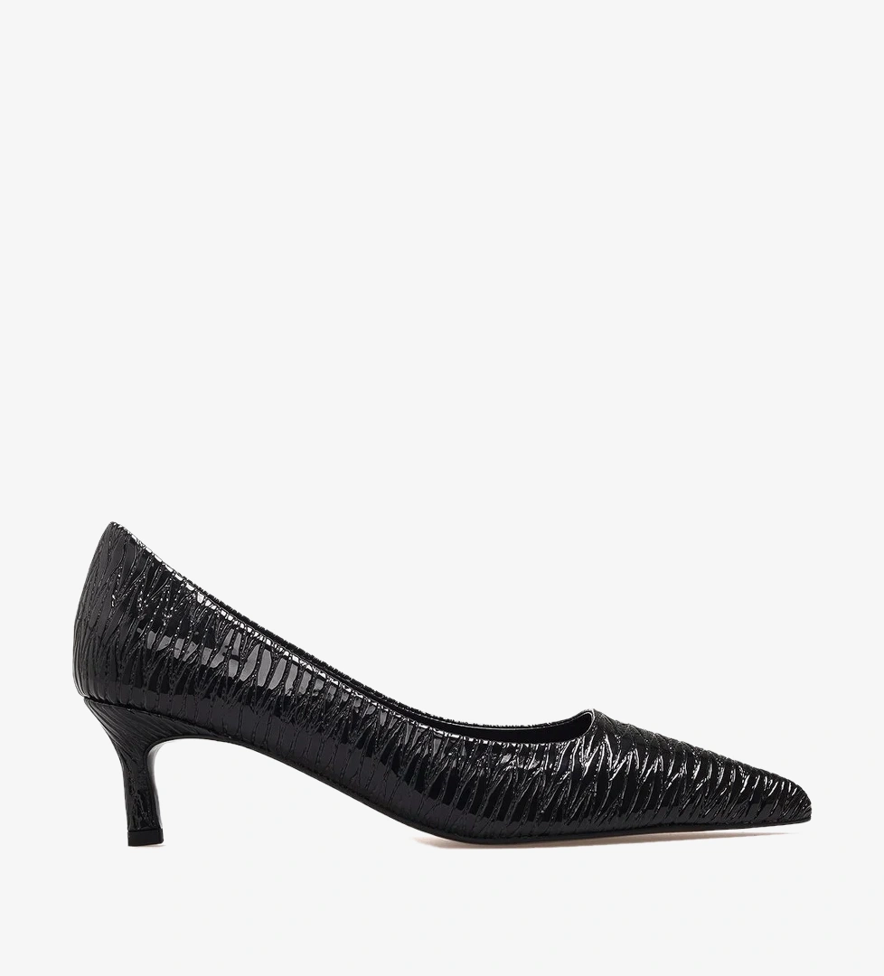 KUUM Kadın Stiletto Ayakkabı 26y K70-4318 Siyah Rugan