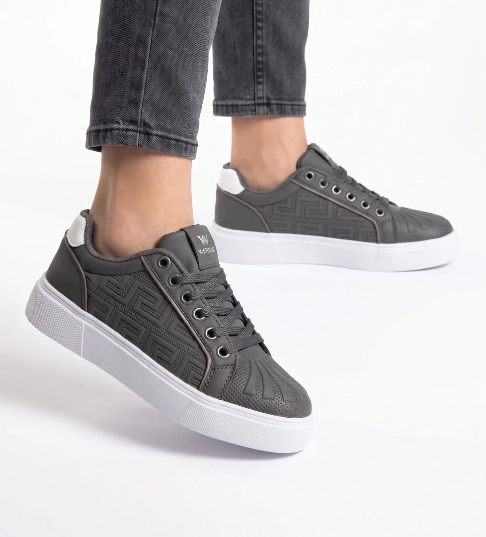 Walkway Füme Bağcıklı Kalın Rahat Tabanlı Kadın Casual Yürüyüş Ayakkabı Sneaker 26201
