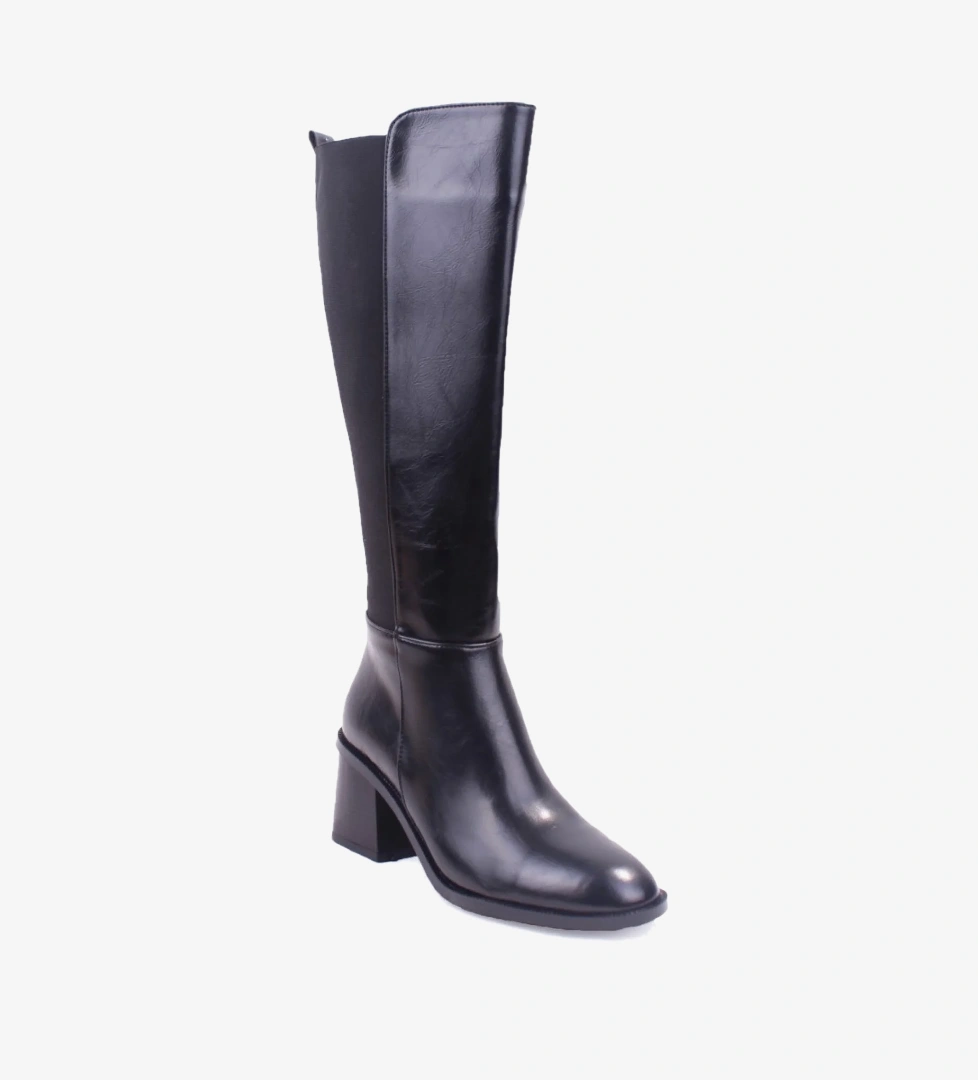 Dagoster DZA07-3374043 Siyah Günlük Streçli 7 cm KalınTopuklu Kadın Çizme