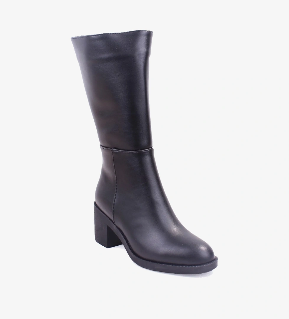 Dagoster DZA07-10620752 Siyah Günlük 7 cm KalınTopuklu Kadın Çizme