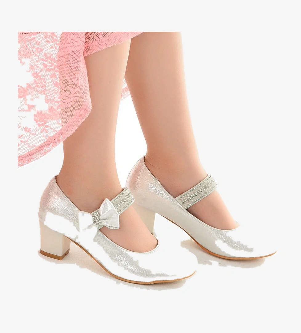 Kiko 752 Vakko Günlük Kız Çocuk 4 Cm Topuk Babet Ayakkabı Sedef - Görsel 1