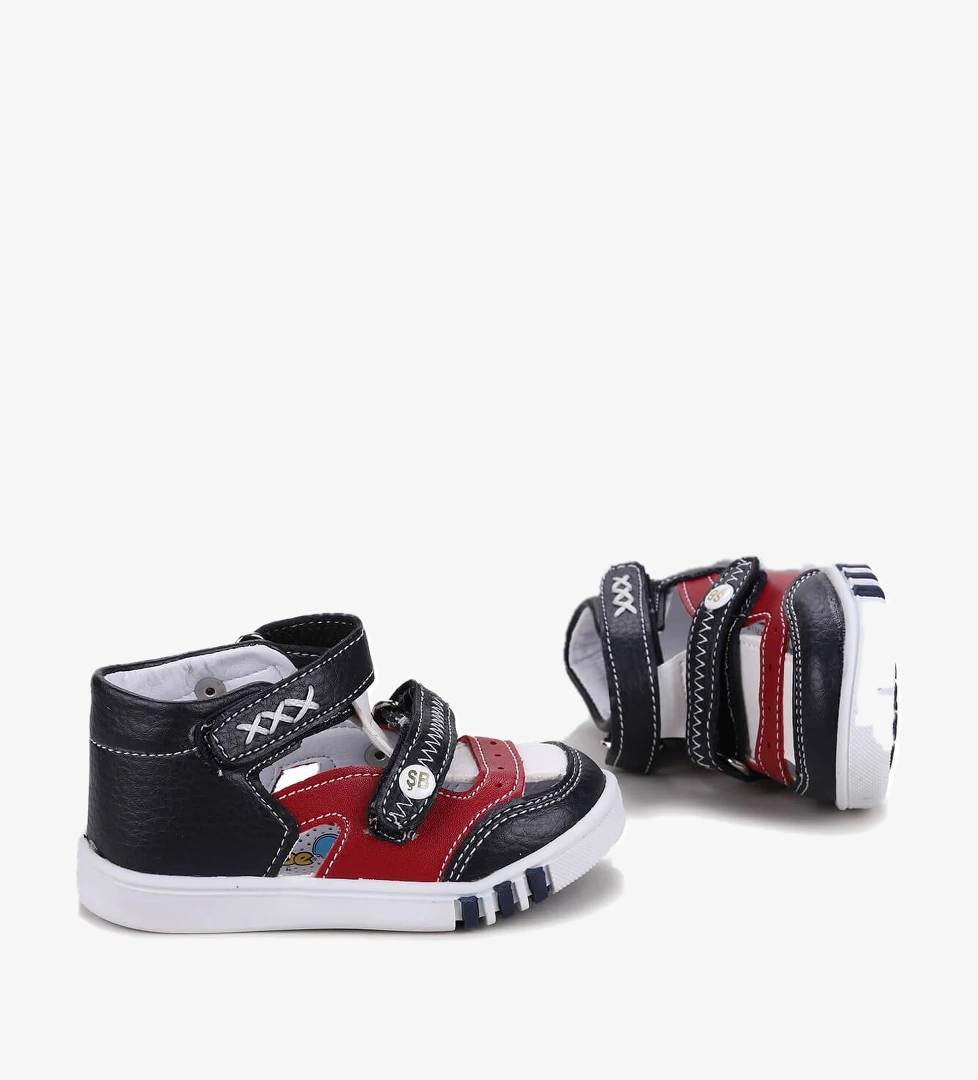Kiko Şb 2244-49 Erkek Çocuk İlk Adım Ayakkabı Sandalet Siyah-Kırmızı - Görsel 1