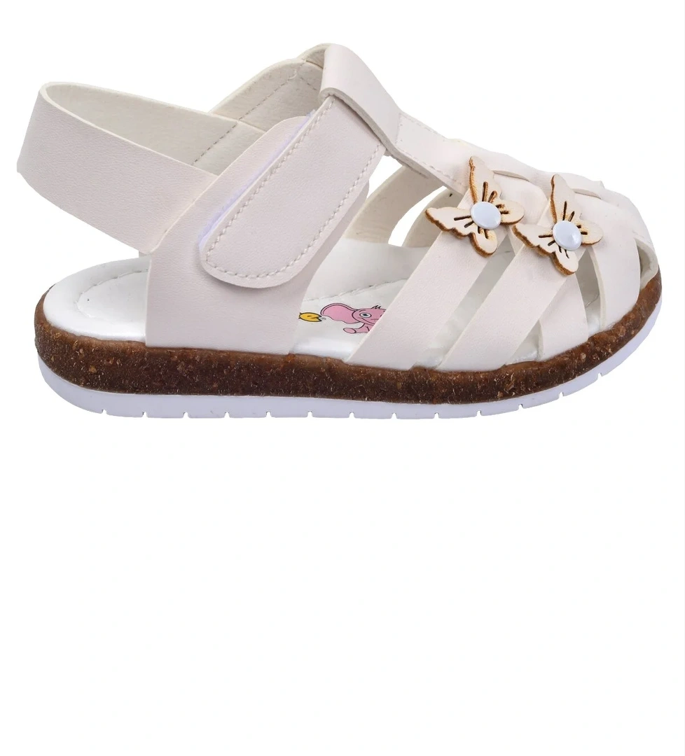 Kiko Şb 2262-71 Kız Çocuk Bebe Sandalet Terlik Beyaz - Görsel 1