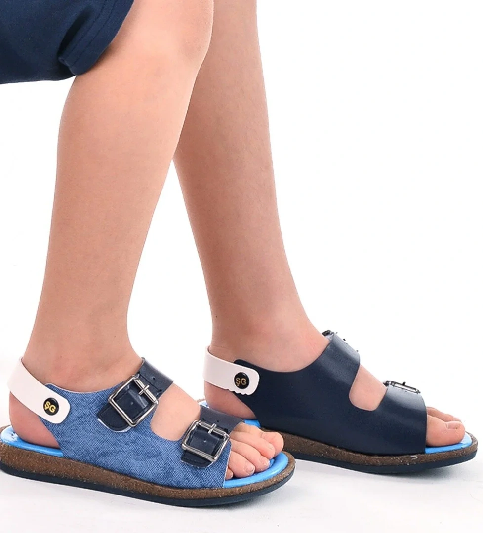 Kiko Şb 2330-39 Erkek Çocuk Sandalet Terlik Lacivert Mavi - Görsel 1