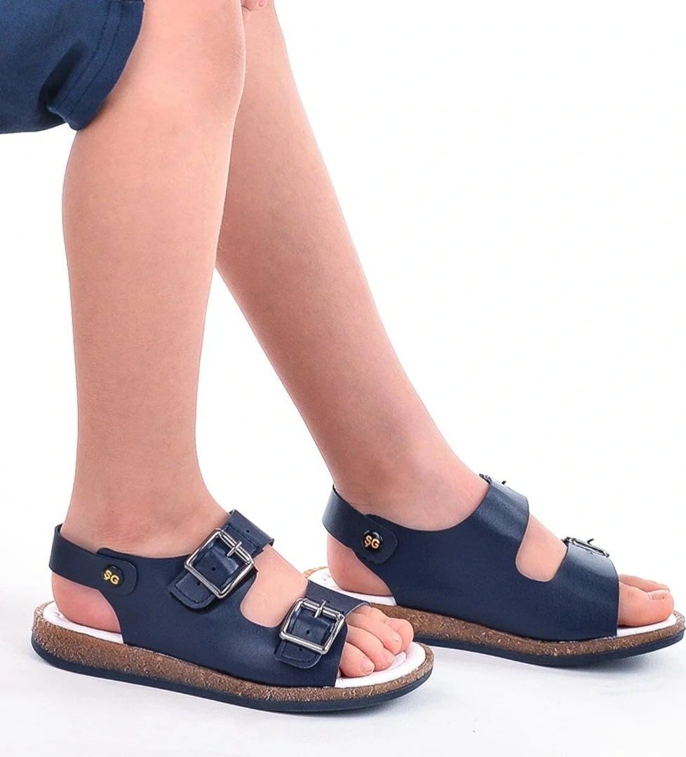 Kiko Şb 2330-39 Erkek Çocuk Sandalet Terlik Lacivert - Görsel 1