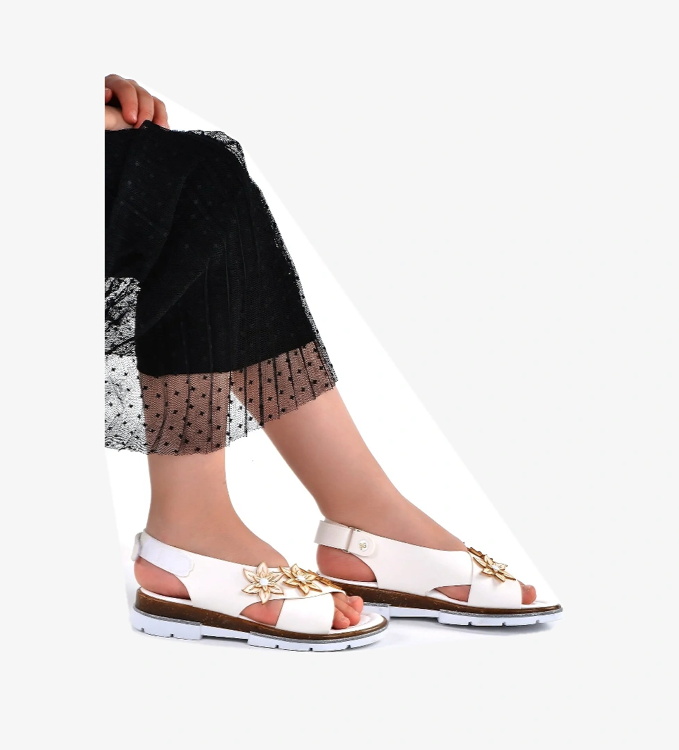 Kiko Şb 22722440-49 Kız Çocuk Bebe Sandalet Terlik Beyaz - Görsel 1