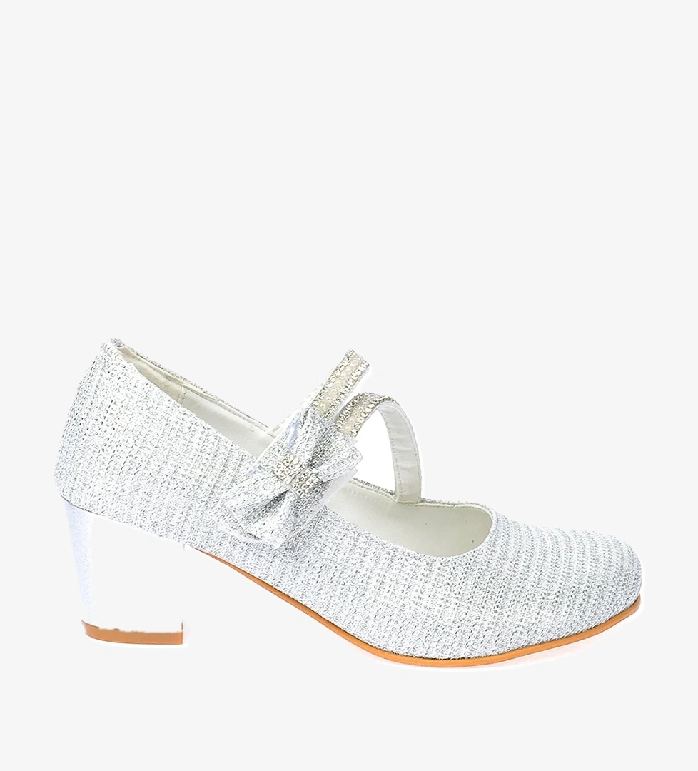 Kiko 750 Çupra Günlük Kız Çocuk 4 Cm Topuk Babet Ayakkabı Gümüş - Görsel 1