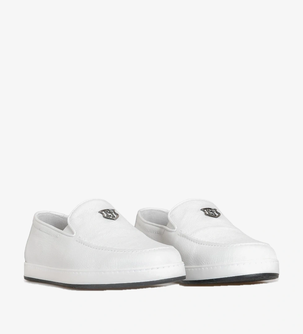 Beyaz Deri Erkek Loafer