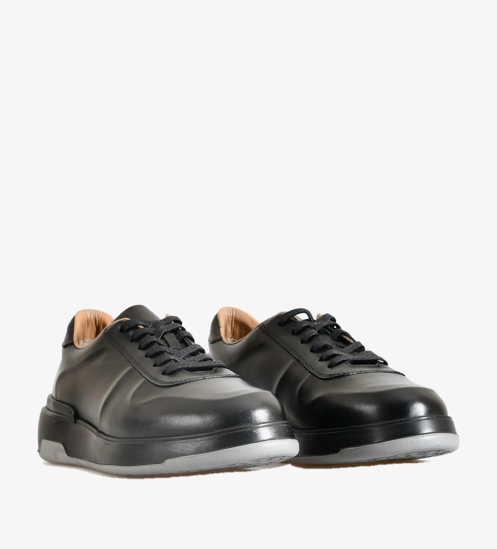 Siyah Deri Erkek Sneakers