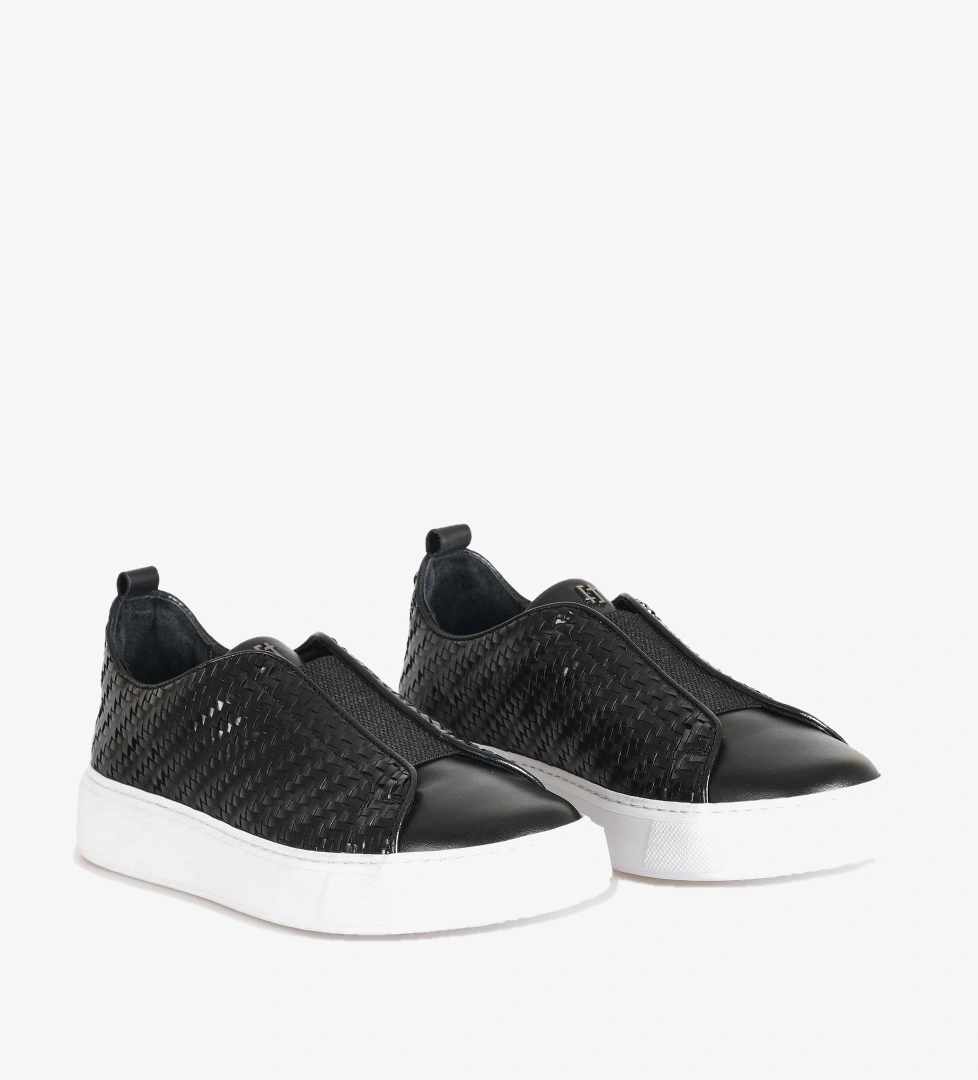 Flower Siyah Flower Örgü Bağcıksız Erkek Sneakers