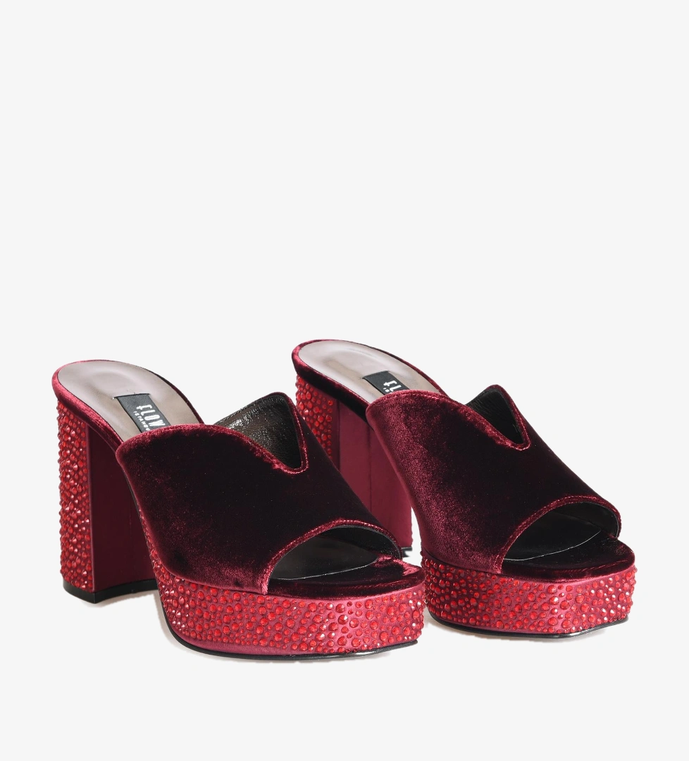 Flower Bordo Flower Kadife