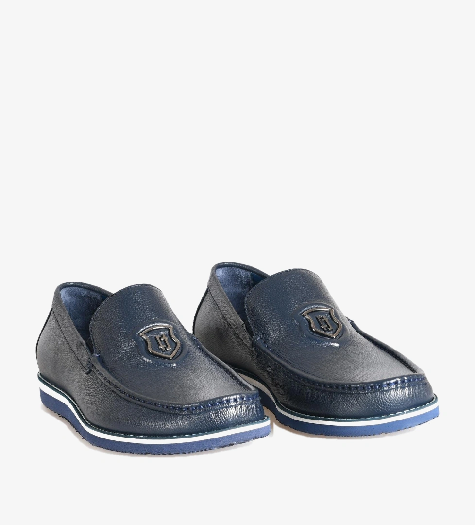 Lacivert Deri Erkek Loafer