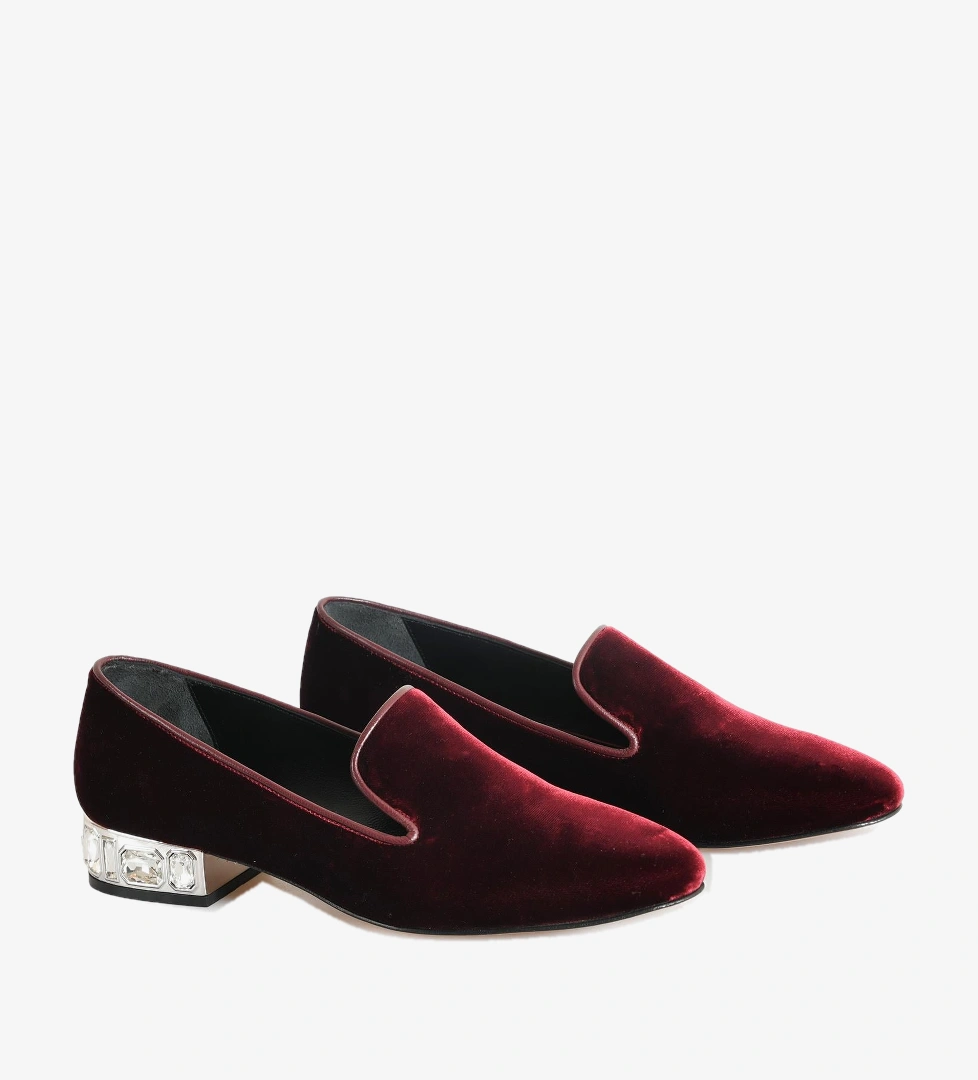 Flower Bordo Flower Kadife Topuk