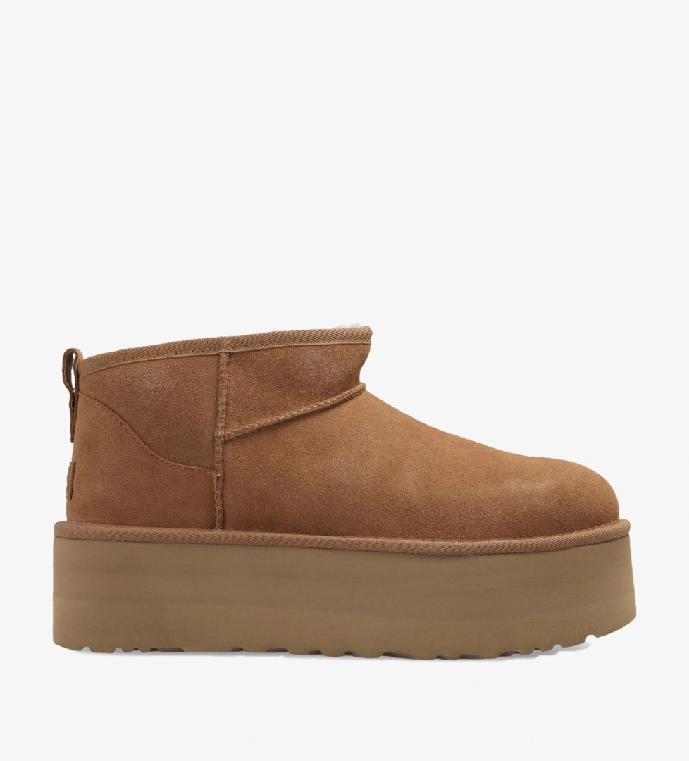 Ugg Taba Deri Classic Ultra Mini Platform Kadın Bot
