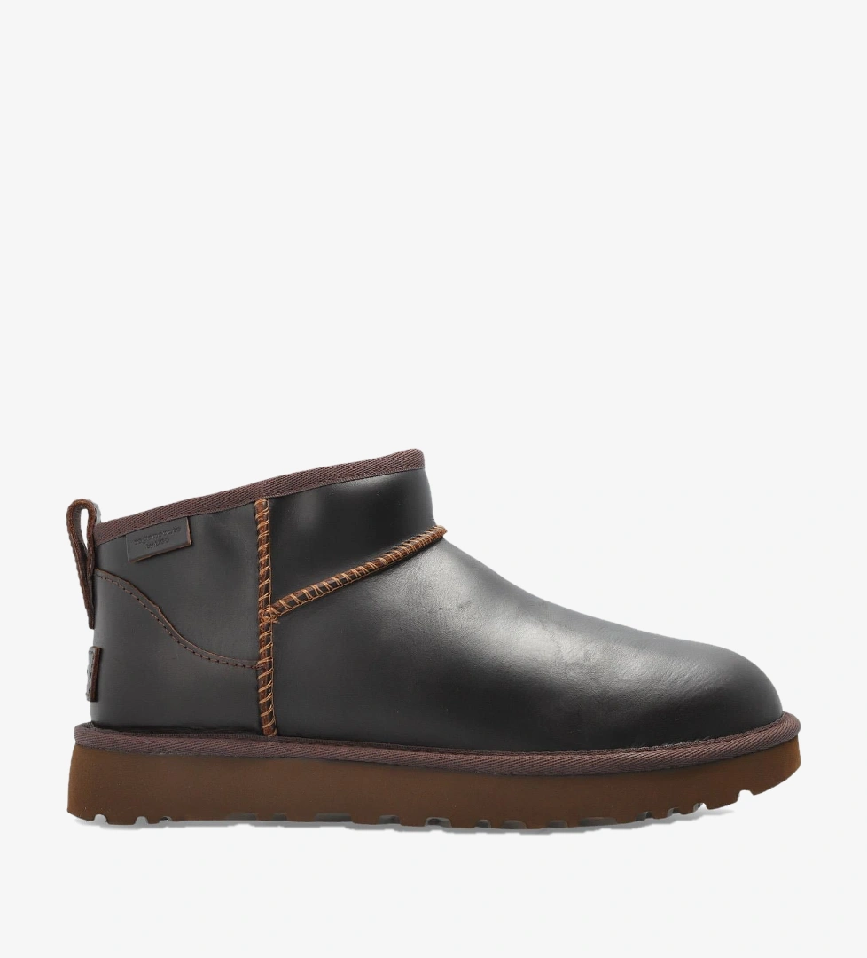 Ugg Kahve Deri Classic Ultra Mini Leather Regen Kadın Bot