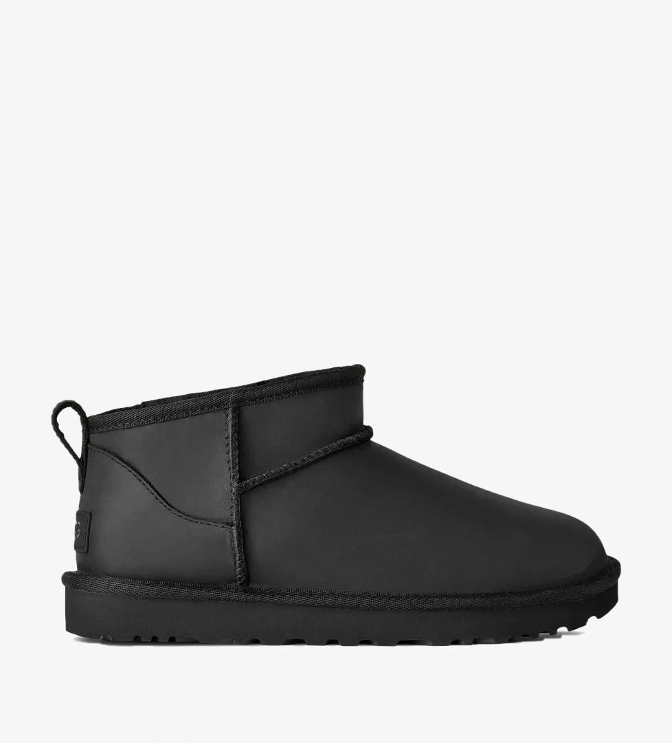 Ugg Siyah Classic Ultra Mini Leather Kadın Bot