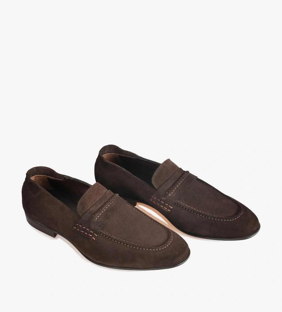 Flower Kahve Süet Erkek Loafer