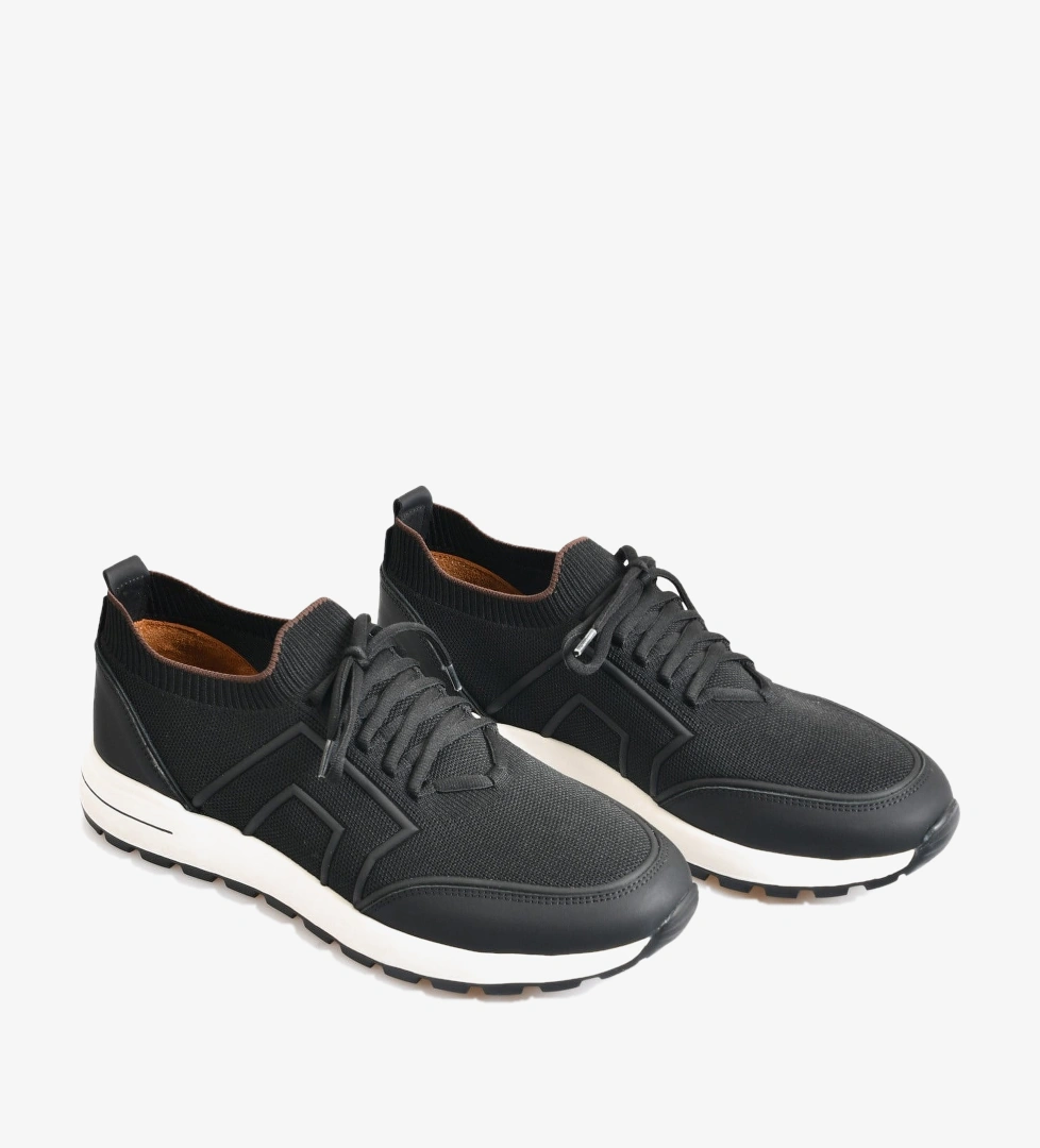 Siyah Triko Bağcıklı Erkek Sneaker