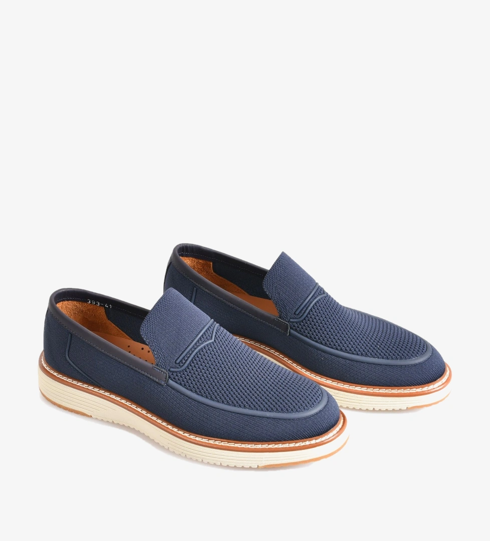 Lacivert Triko Erkek Bağcıklı Loafer