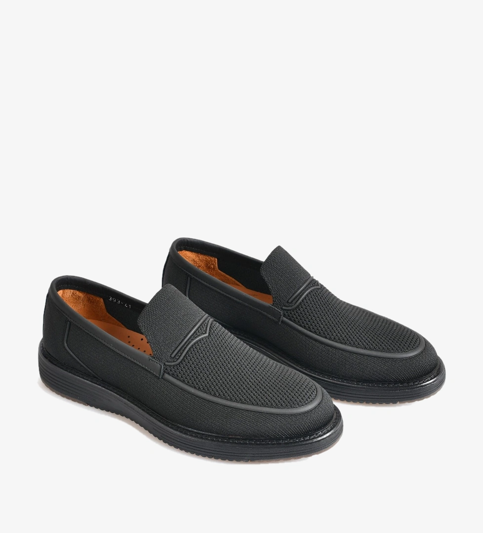 Siyah Triko Erkek Bağcıklı Loafer