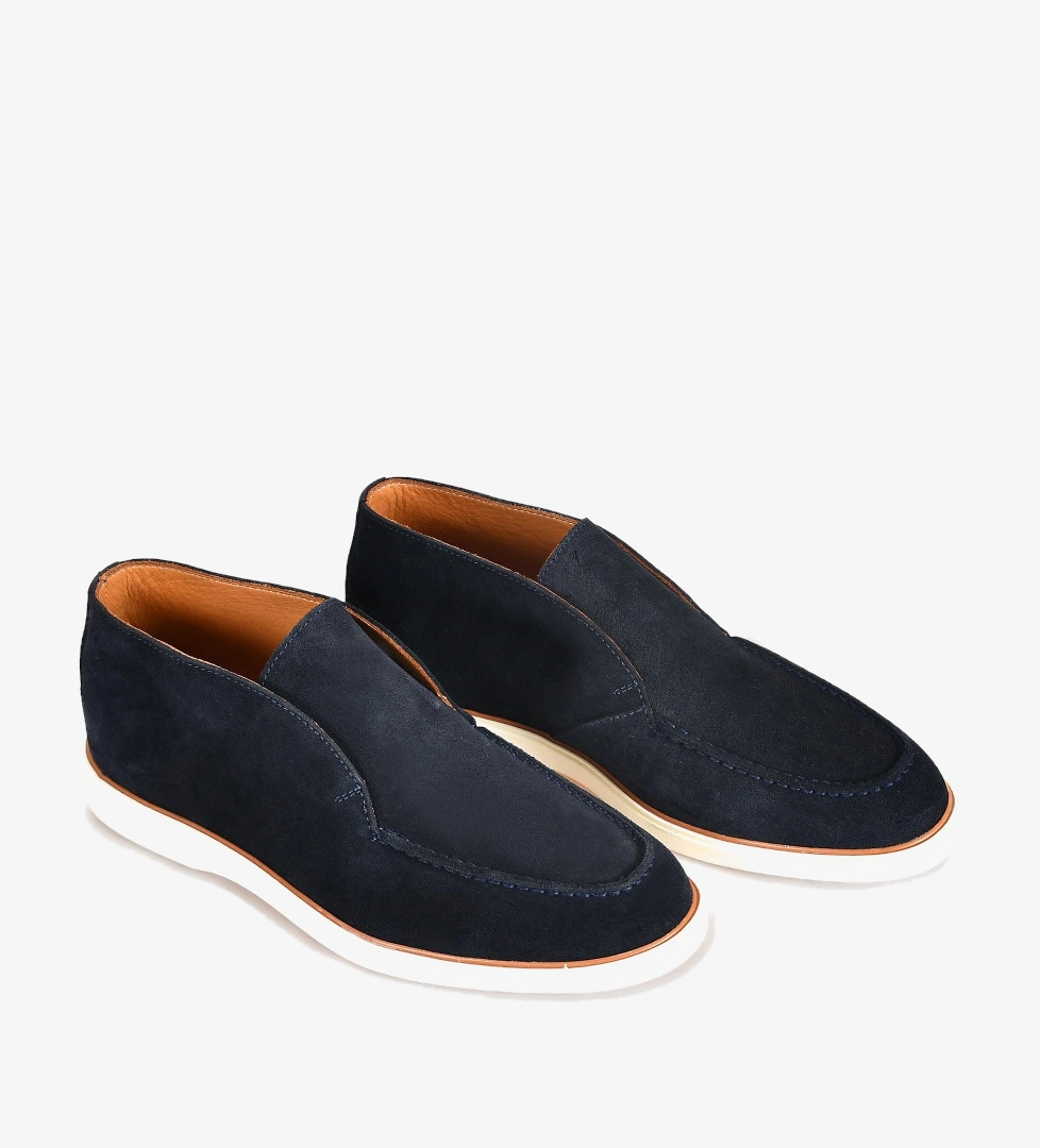 Flower Lacivert Süet Erkek Loafer
