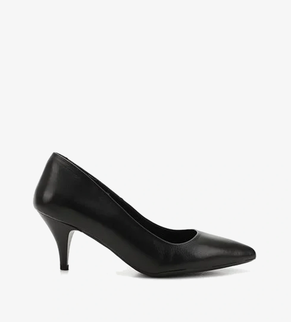 Kadın Siyah Sivri Burun İnce Topuklu Hakiki Deri Stiletto