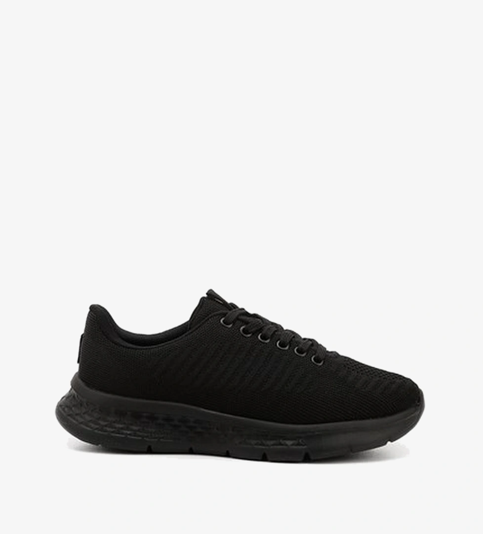 Kadın Siyah Triko Bağcıklı Comfort Dolgu Taban Sneaker