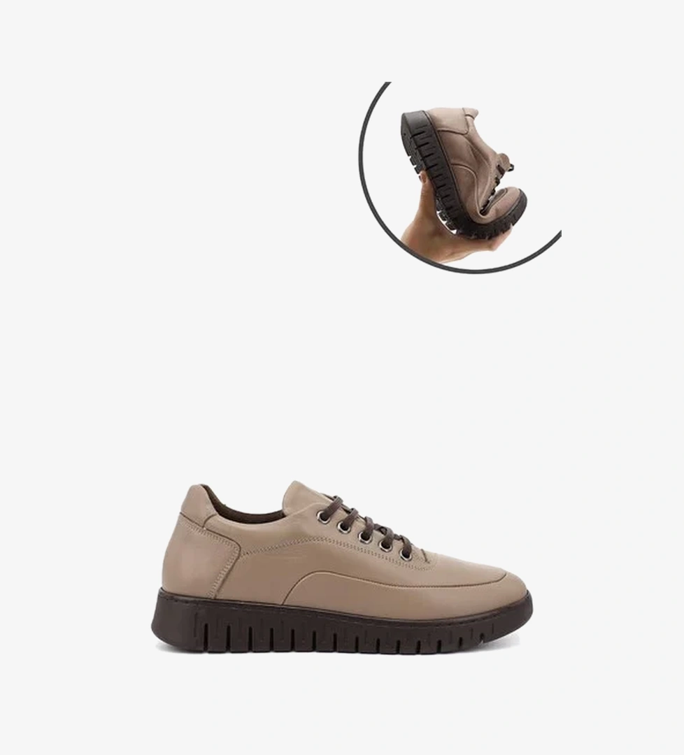 Kadın Vizon Bağcıklı Hakiki Deri Comfort Ayakkabı