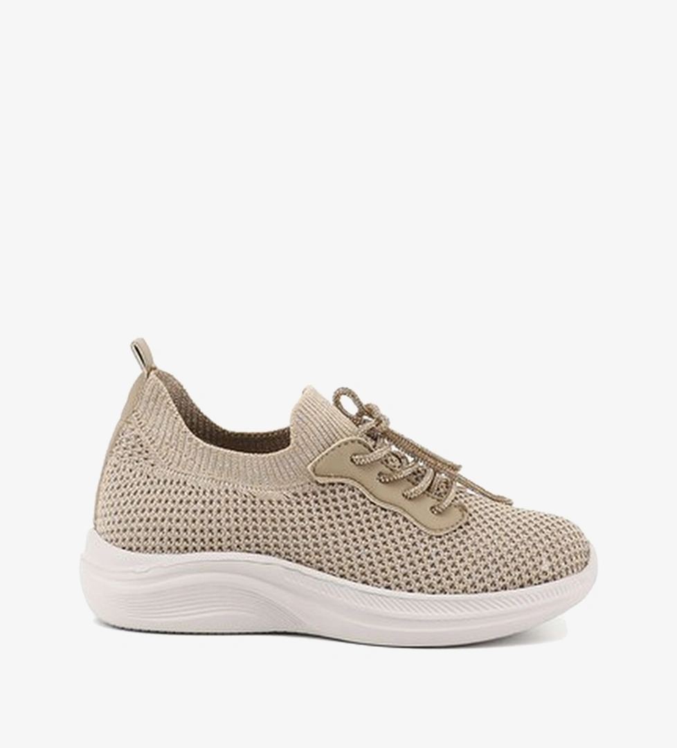 Kadın Nude Triko Bağcıklı Memory Foam Tabanlıklı Comfort Sneaker