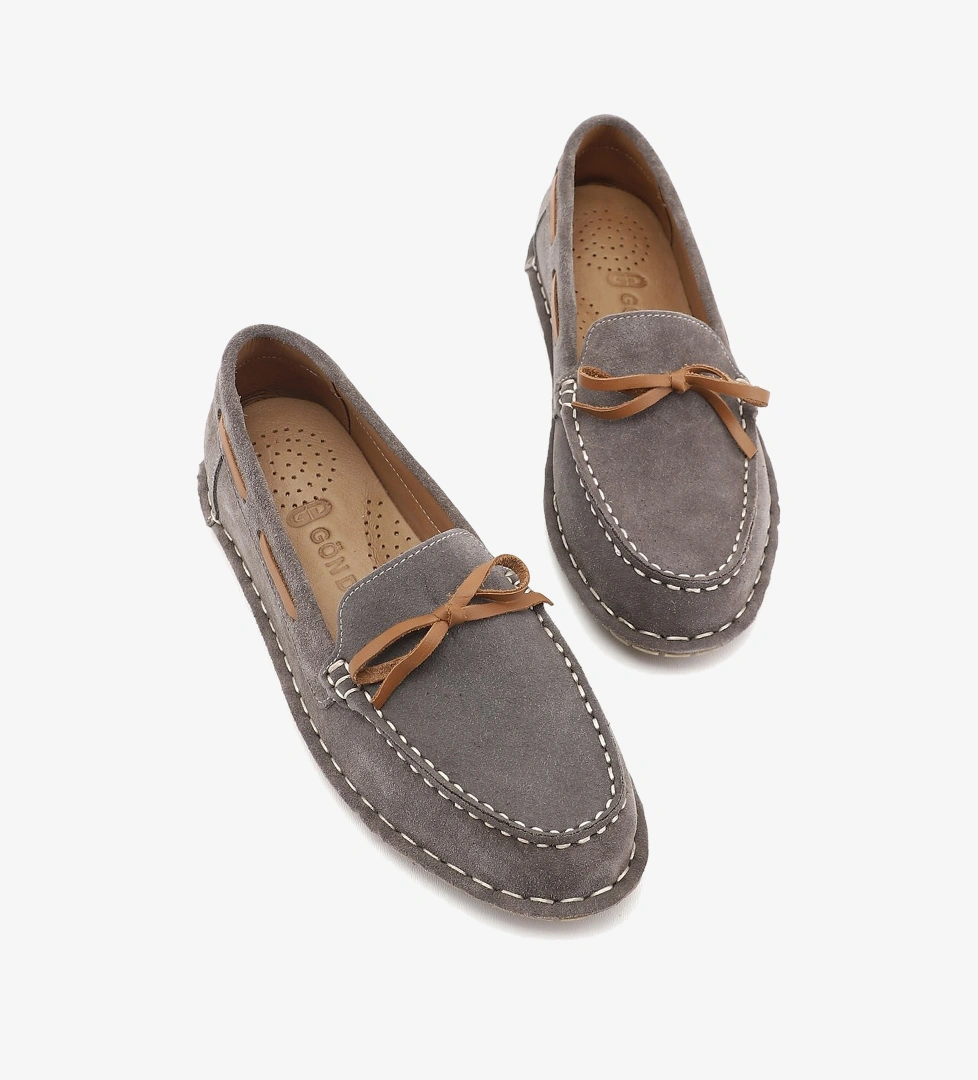 Kadın Vizon Süet Fiyonklu Hakiki Deri Comfort Loafer