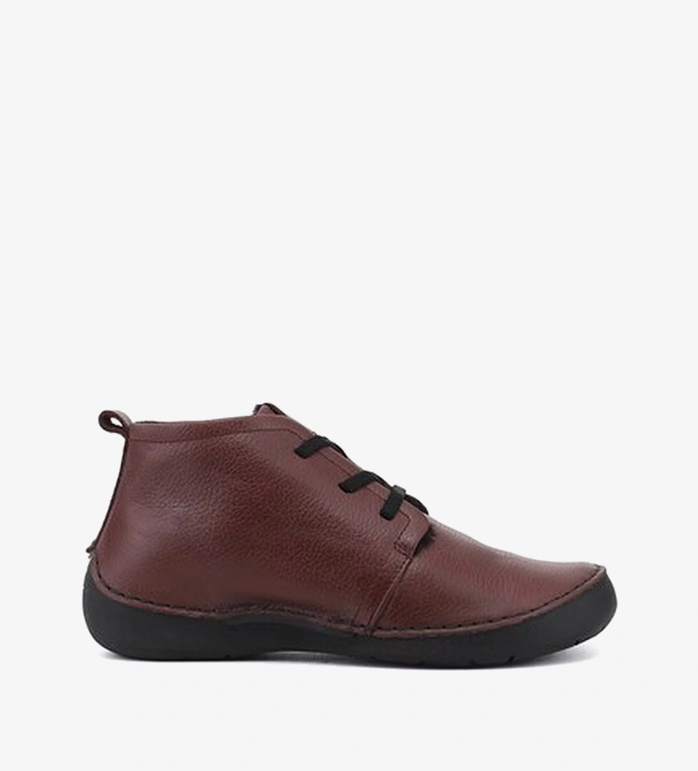 Kadın Bordo Bağcıklı Hakiki Deri Comfort Bot