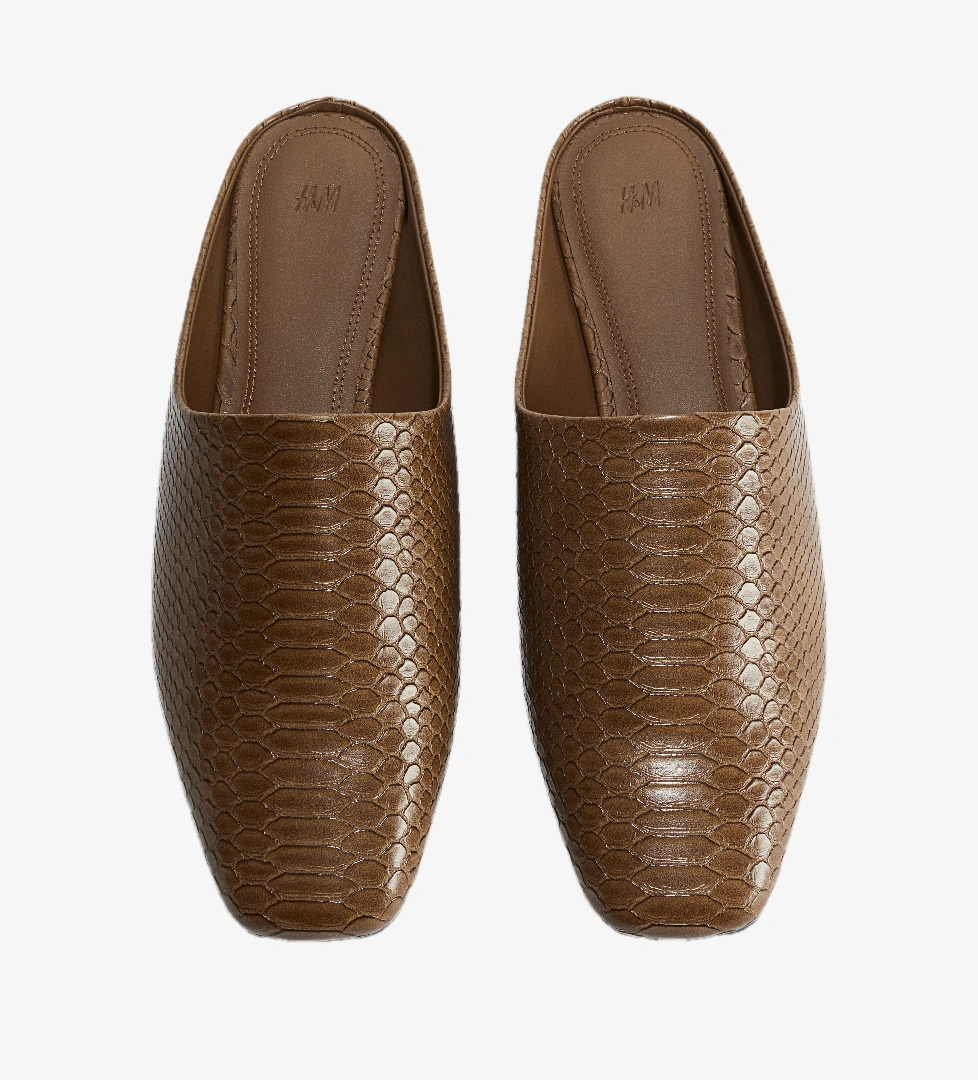 H&m Kahverengi Yılan Derisi Deseni H&m Terlik