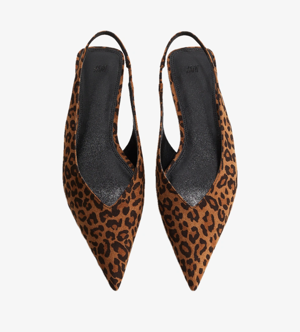 H&m Kahverengi Leopar Desenli H&m Sivri Burunlu