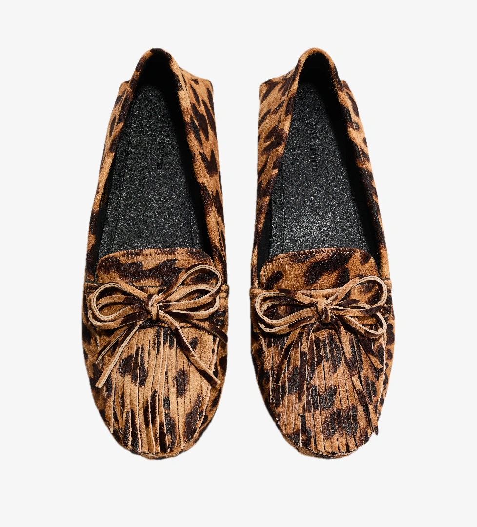 H&m Bej Leopar Görünümlü H&m Püsküllü