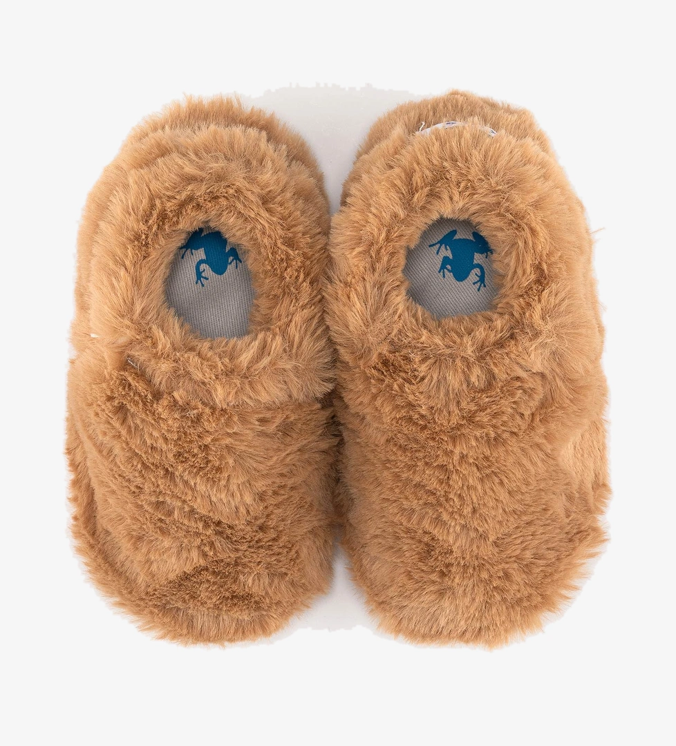 Hopfrög Furry Furry Kestane Kahverengi Kürk Barefoot Patik (Hediye Seti) model görseli