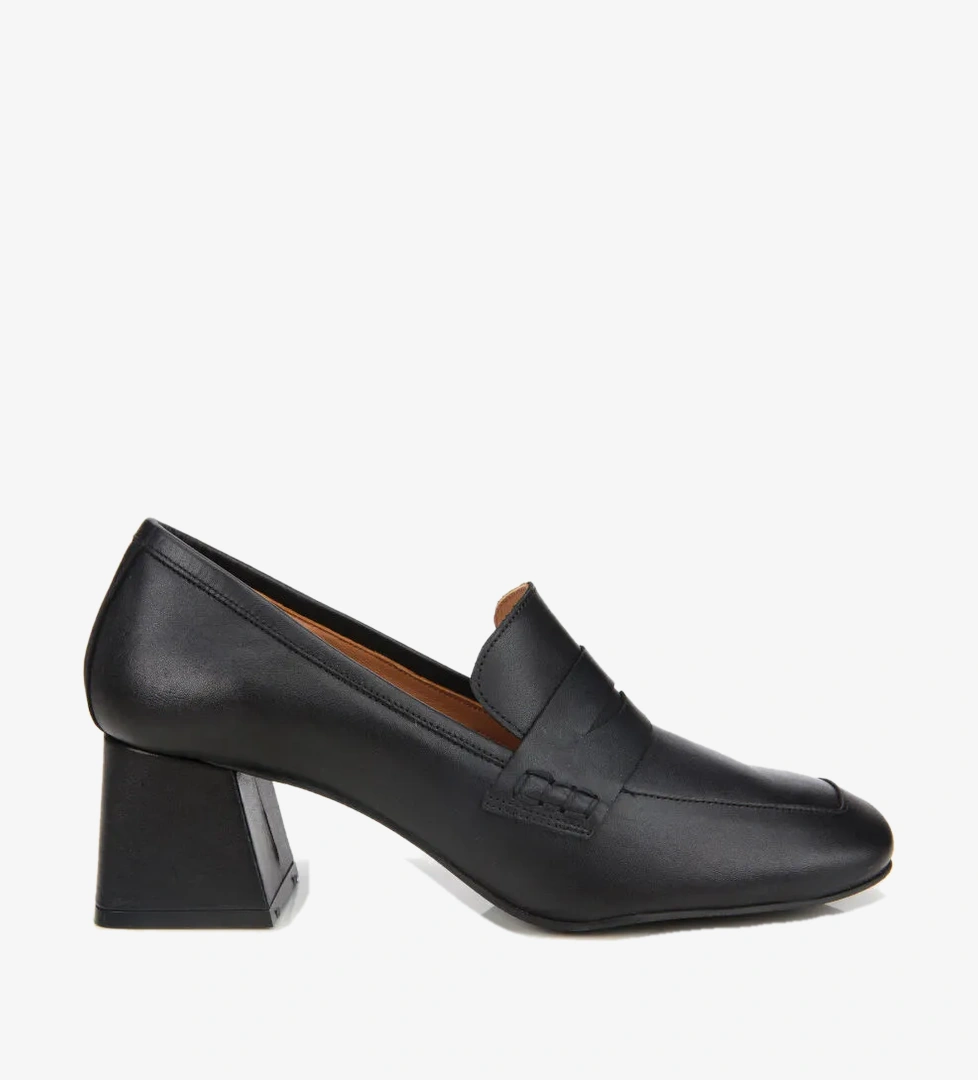 Kadın Deri Siyah Topuklu Loafer