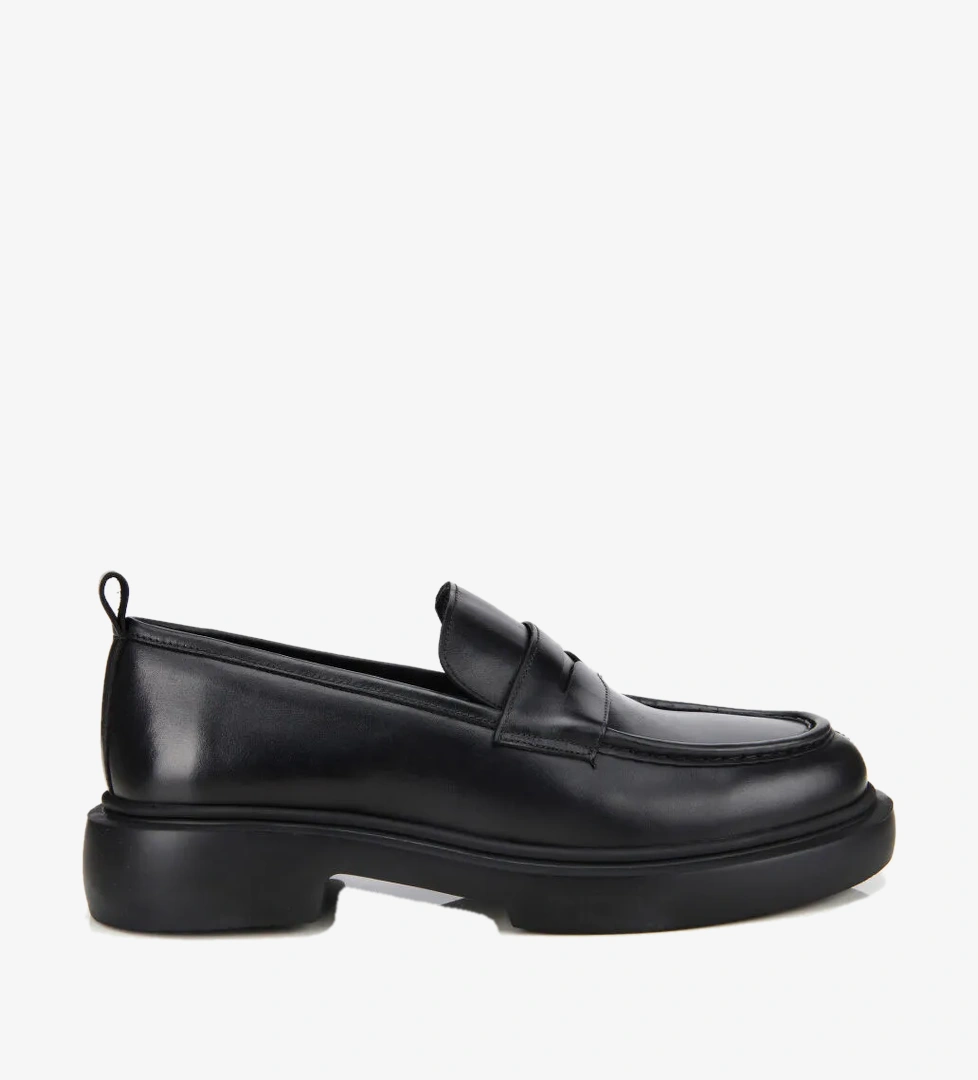 Erkek Deri Siyah Yüksek Tabanlı Klasik Loafer