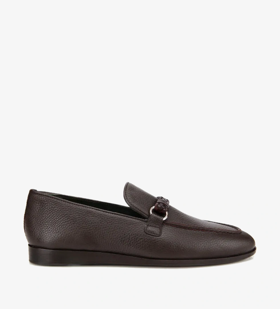 Erkek Deri Kahverengi Toka Detaylı Klasik Loafer