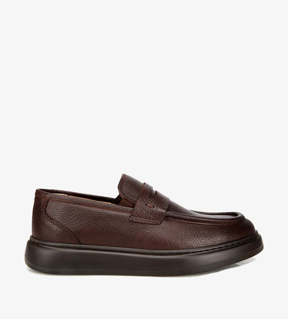 Erkek Deri Kahverengi Yumuşak Dokulu Klasik Loafer