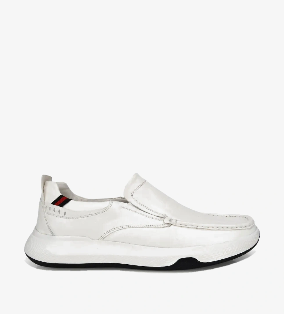Erkek Deri Beyaz Comfort Günlük Loafer