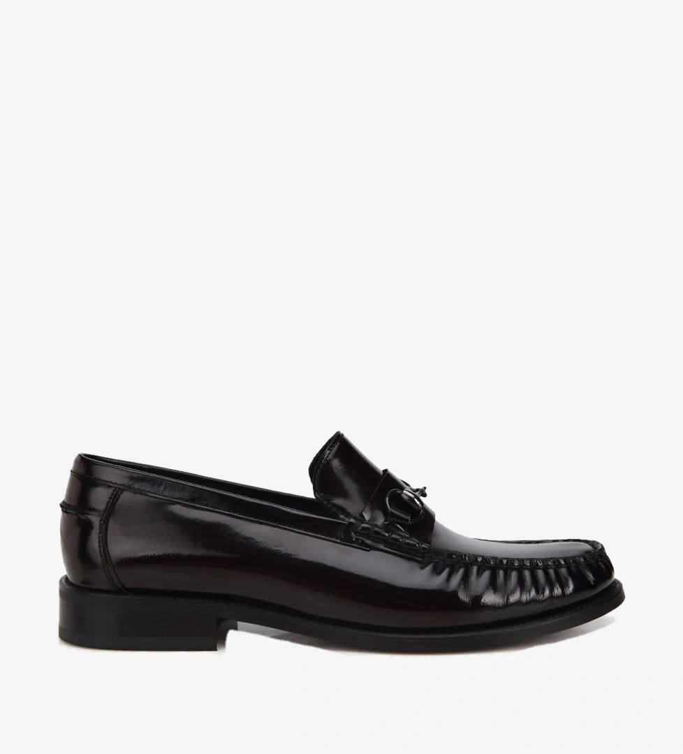 Erkek Deri Bordo Toka Detaylı Klasik Loafer