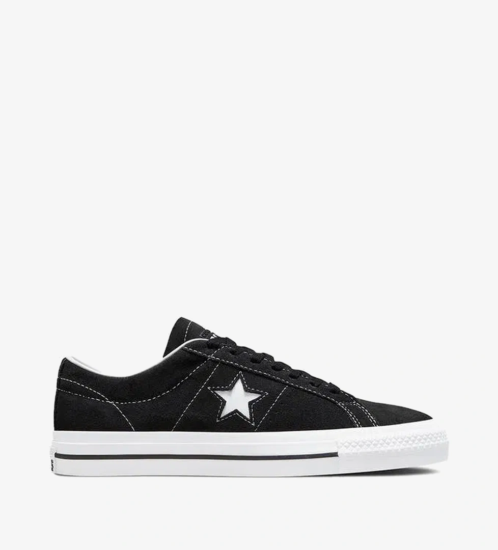 Converse One Star Pro Low Unisex Siyah Deri Sneaker - Görsel 1
