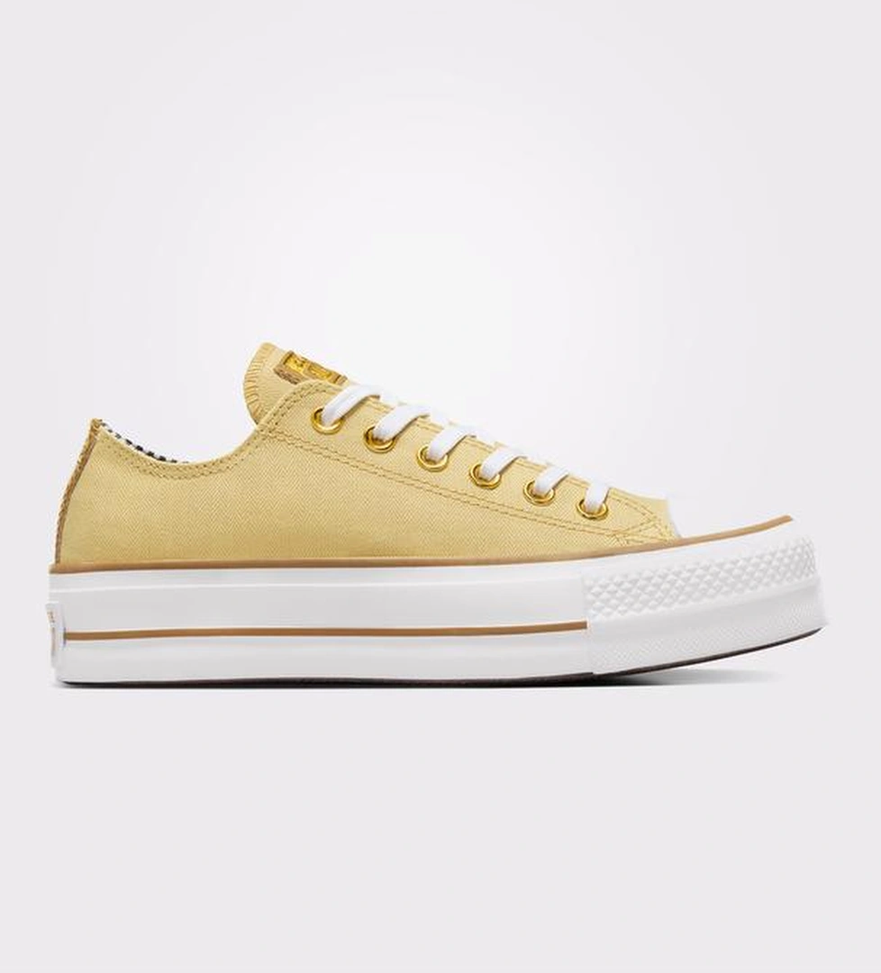 Converse Chuck Taylor All Star Lift Platform Herringbone Stripe Kadın Sarı Sneaker
