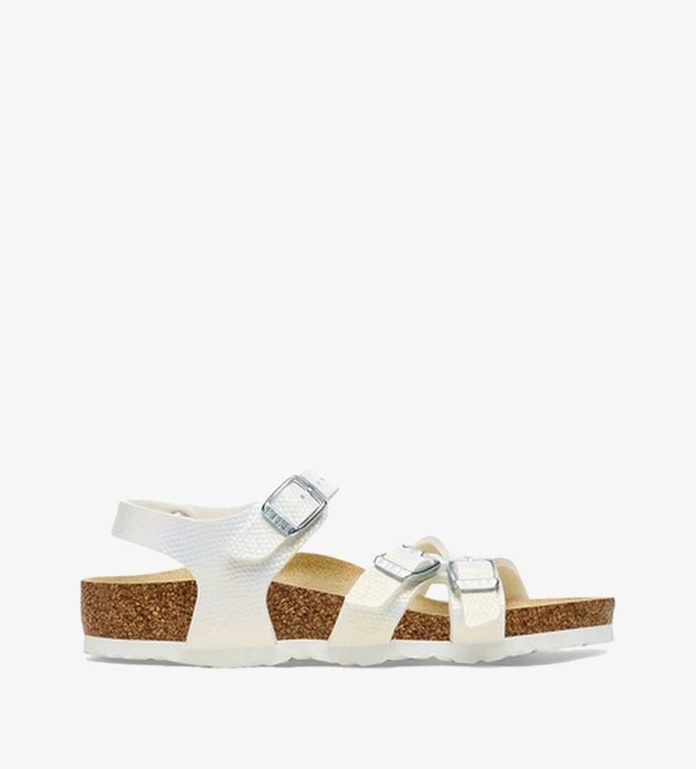 Birkenstock Kumba Bf Shiny Lizard Embossed Çocuk Beyaz Terlik
