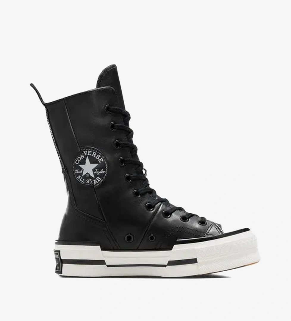 Converse Chuck 70 Plus Unisex Siyah Deri Platform Sneaker - Görsel 1