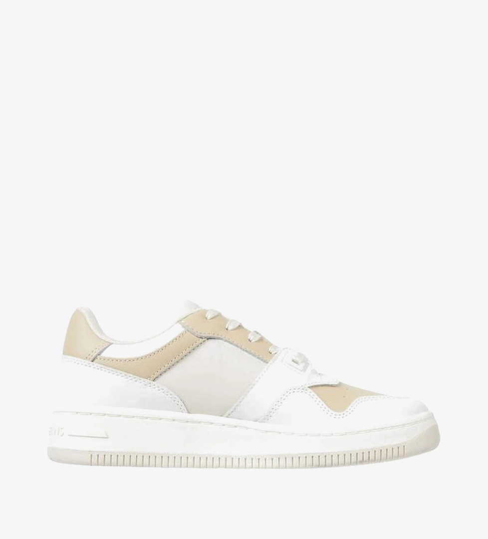 Tommy Jeans Retro Basket Tonal Deri Kadın Bej Spor Ayakkabı