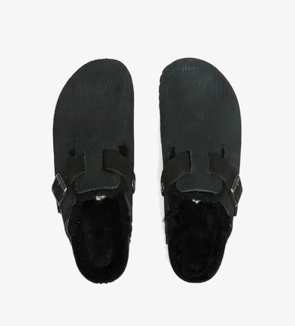 Birkenstock Boston Teddy Vl Gepragt Erkek Siyah Terlik - Görsel 1